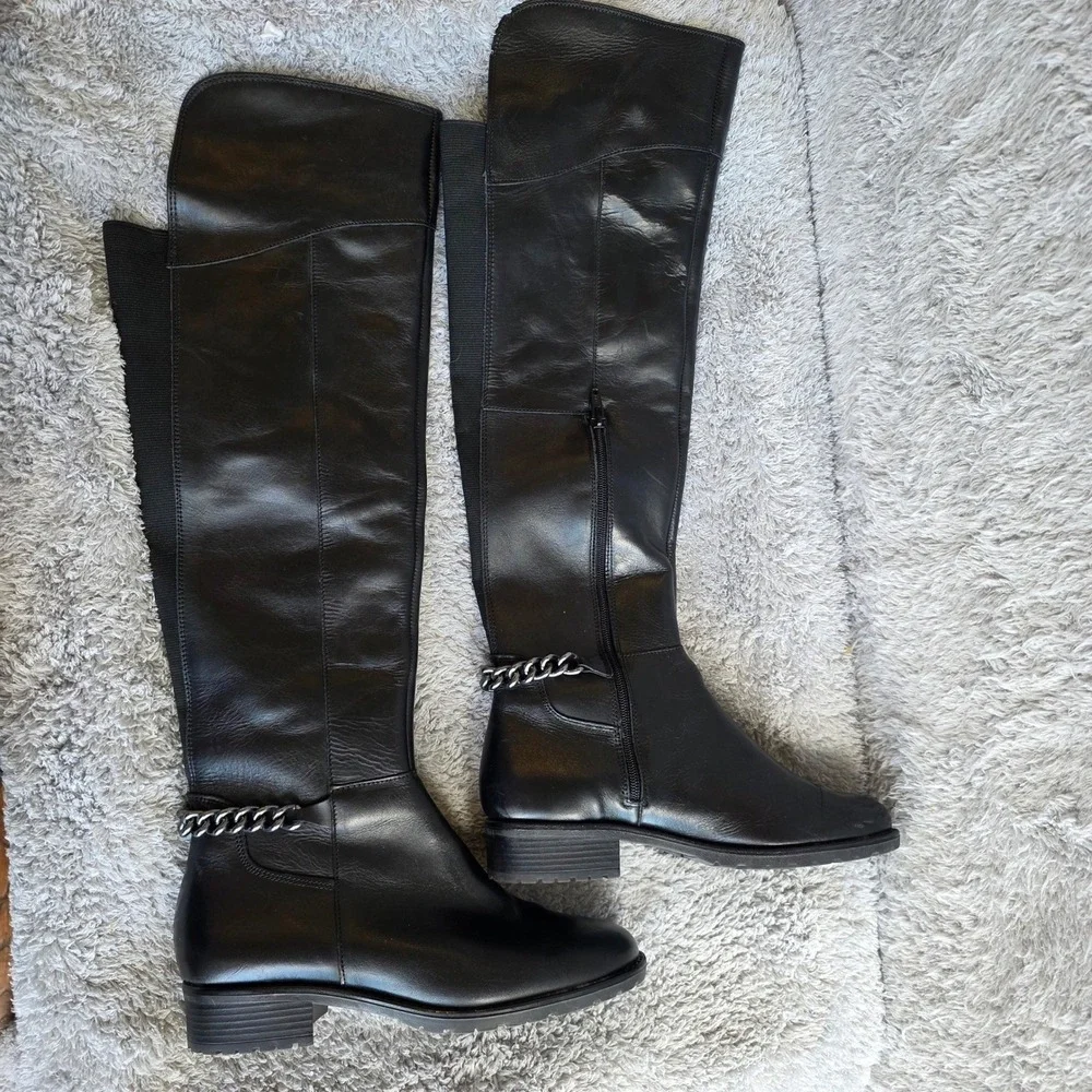 Kurt Geiger London Vito Over-The-Knee Leather Boots Inside Damage EU 38.5 US 7.5
